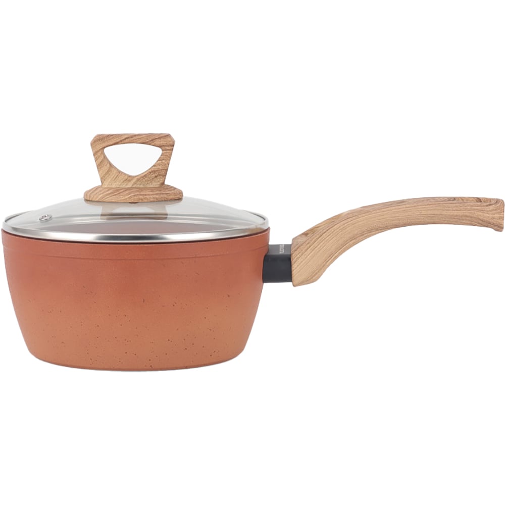 Cratita cu capac pentru sos AMERCOOK Terracotta AC0108504.18, 1.3l, 18 cm, aluminiu presat, aramiu