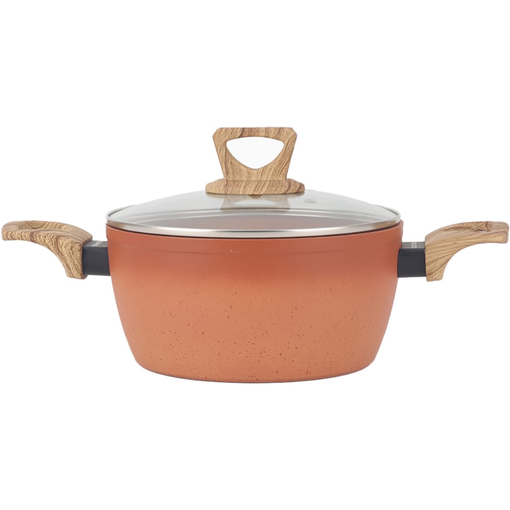 Cratita cu capac AMERCOOK Terracotta AC0108505.20, 2l, 20cm, aluminiu presat, aramiu