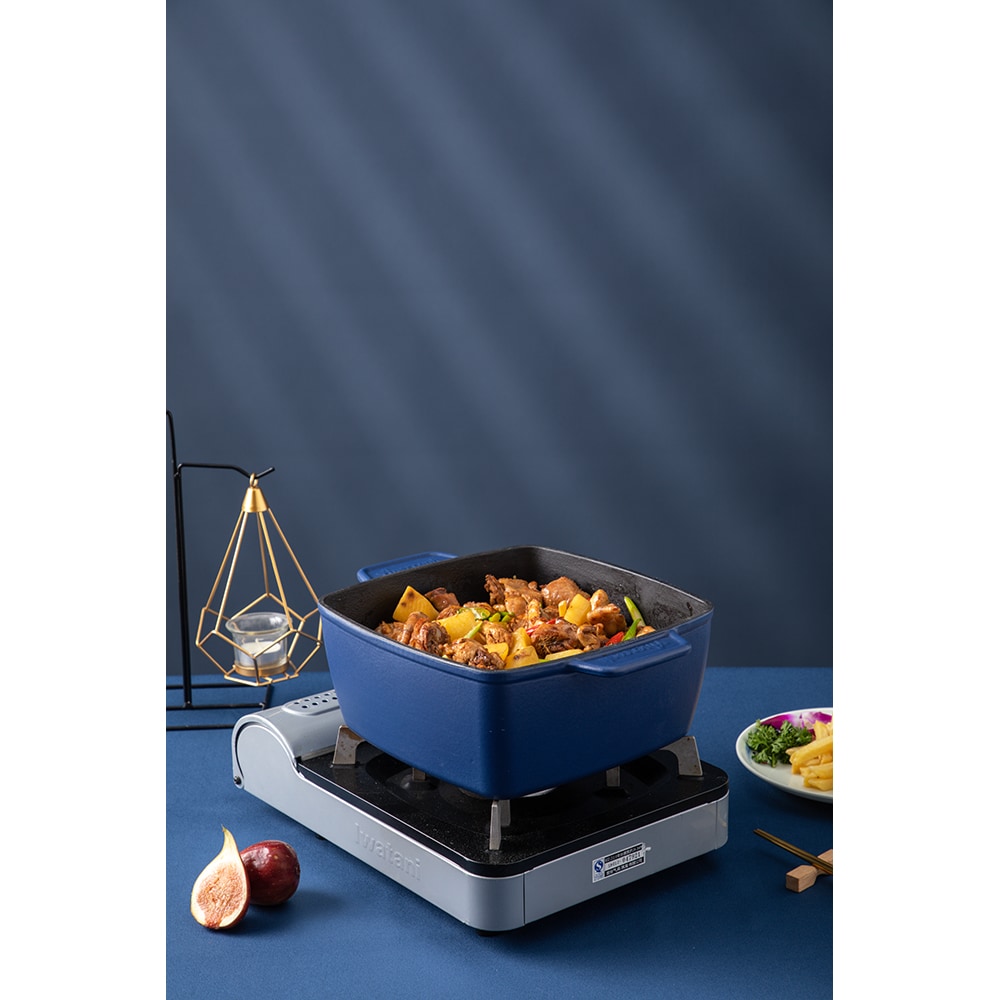 Oala cu capac AMERCOOK Le Pluriel AC0112805.24PE, 5l.2l, 24 cm, fonta, albastru