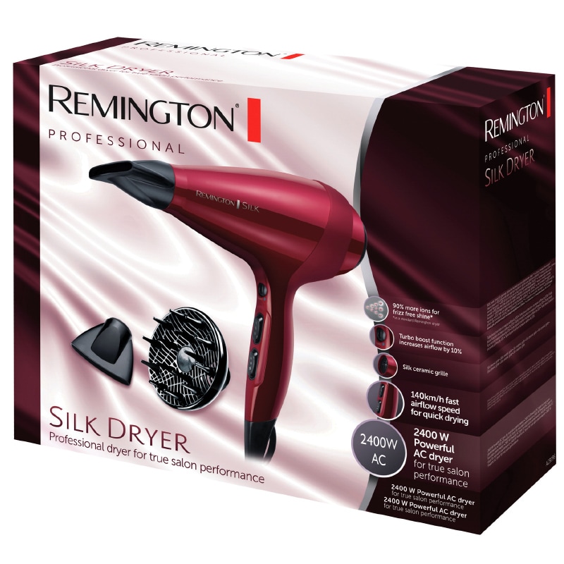 Uscator de par REMINGTON Silk AC9096, 2400W, 6 viteze, 6 trepte temperatura, rosu-negru