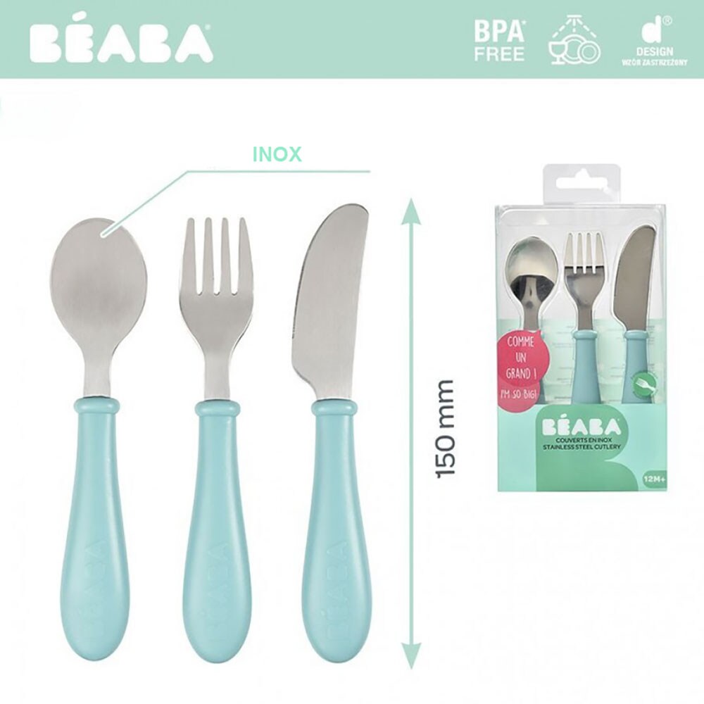 Set tacamuri BEABA B913461, 12 luni+, 3 buc, verde-argintiu