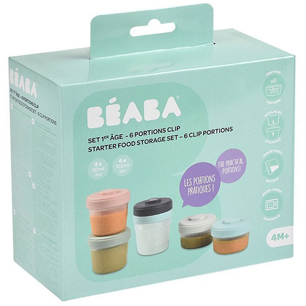 Set recipiente BEABA B913497, 4 luni+, 6 piese, multicolor