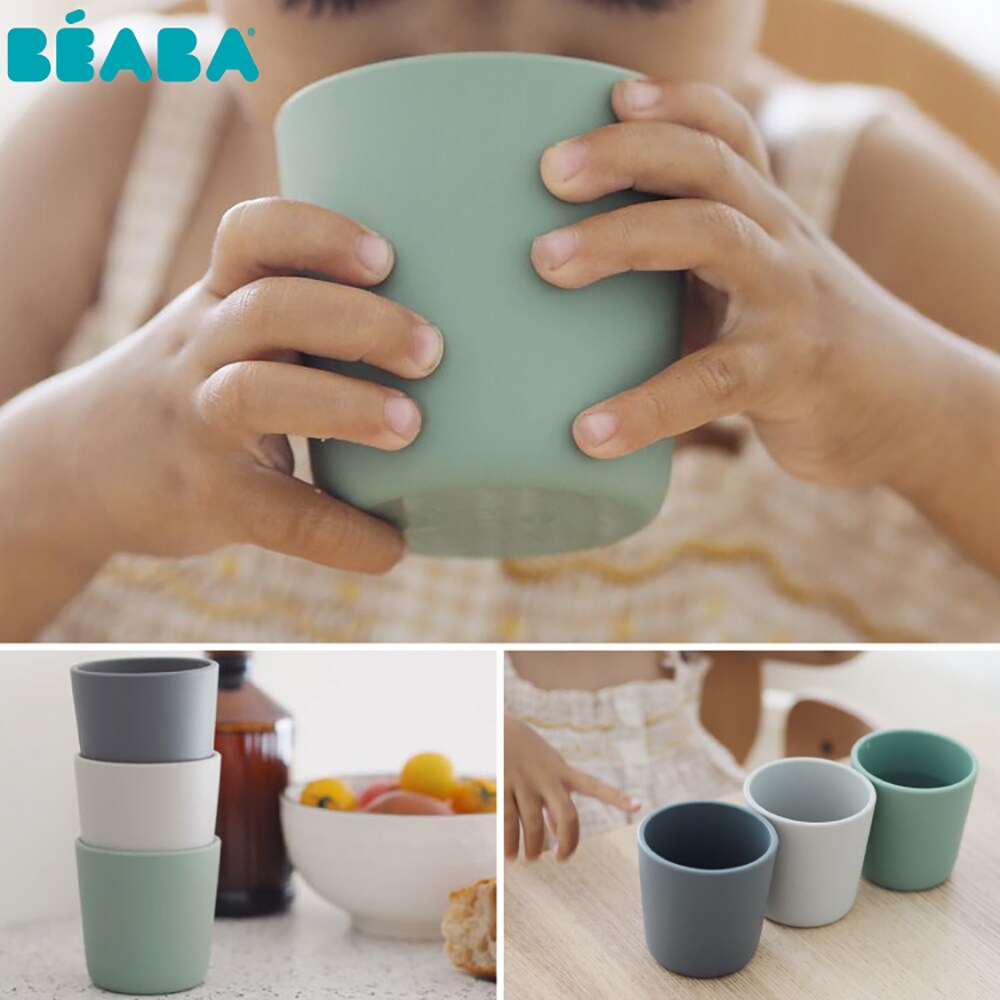 Set pahare BEABA Sage B913545, 6 luni+, 3 buc, verde-gri
