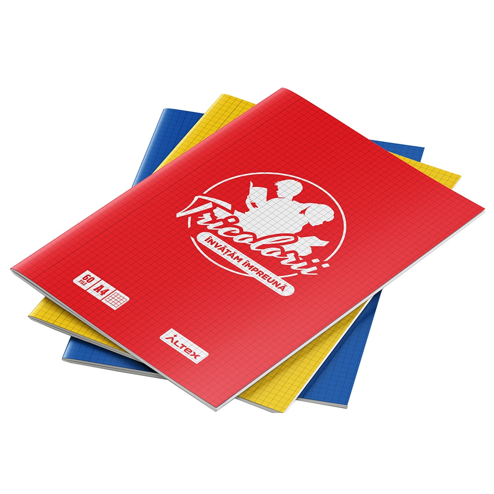 Pachet 3 Caiete A4 ECHIPA NATIONALA DE FOTBAL A ROMANIEI, matematica, 60 file, legatura capsata, multicolor
