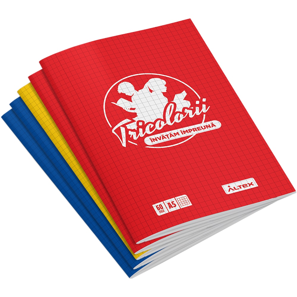 Pachet 5 Caiete A5 ECHIPA NATIONALA DE FOTBAL A ROMANIEI, matematica, 60 file, legatura capsata, multicolor