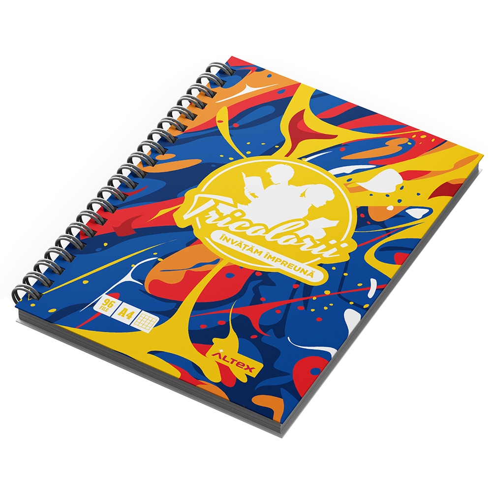 Caiet pentru scoala ECHIPA NATIONALA DE FOTBAL A ROMANIEI, matematica, A4, 96 file, legatura spirala, multicolor