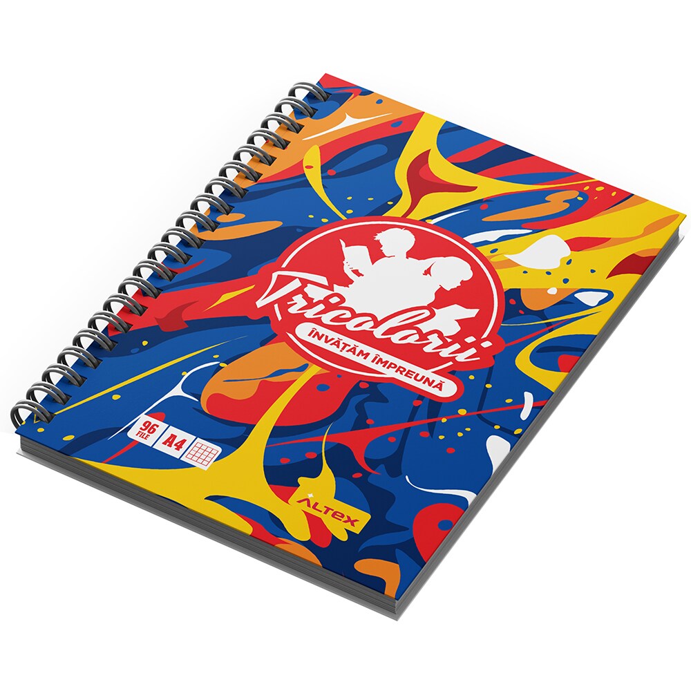 Caiet pentru scoala ECHIPA NATIONALA DE FOTBAL A ROMANIEI, matematica, A4, 96 file, legatura spirala, multicolor