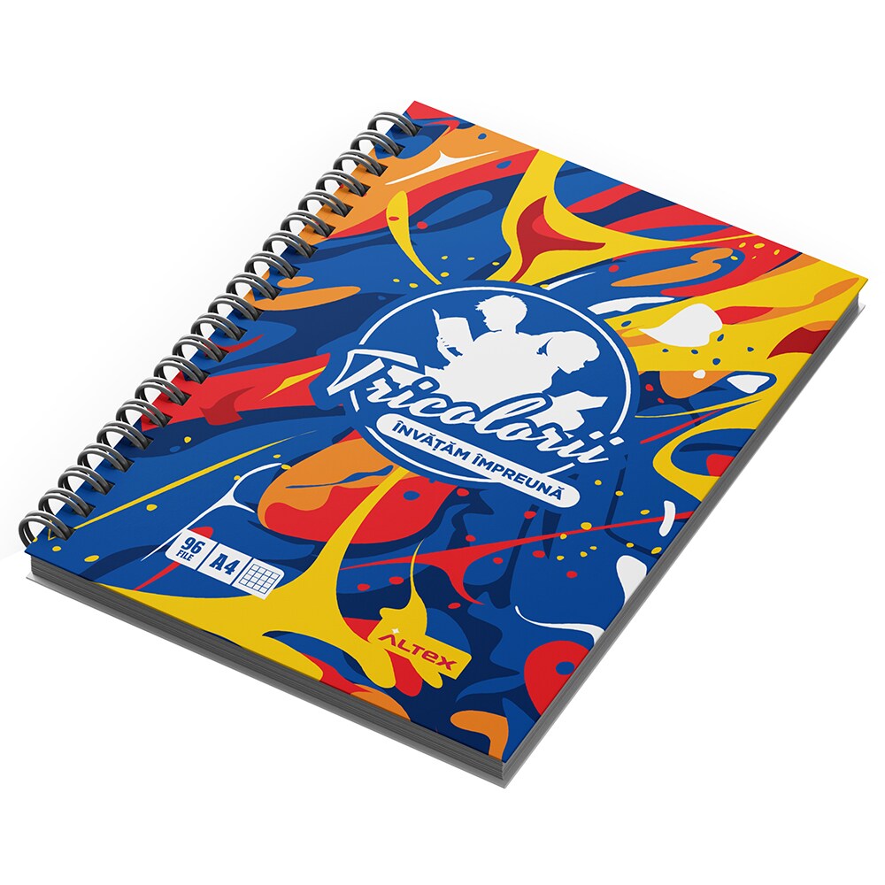 Caiet pentru scoala ECHIPA NATIONALA DE FOTBAL A ROMANIEI, matematica, A4, 96 file, legatura spirala, multicolor