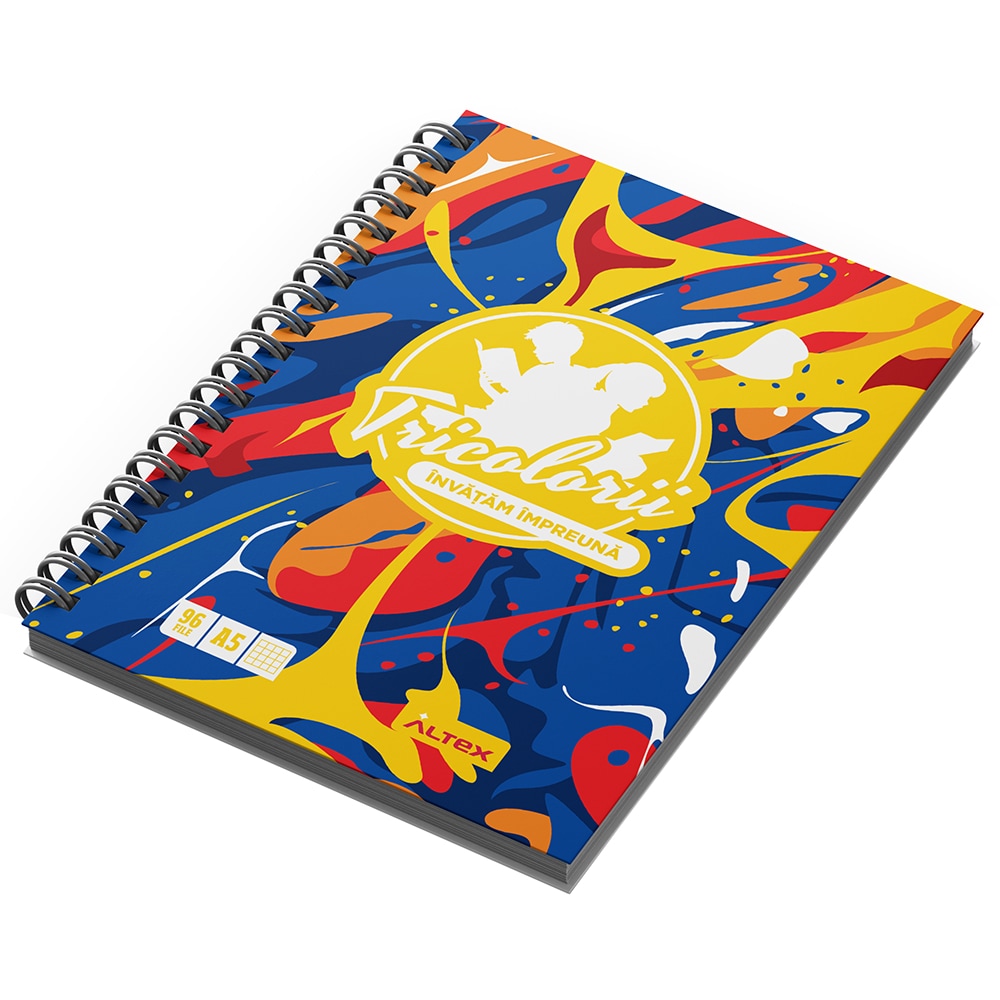 Caiet pentru scoala ECHIPA NATIONALA DE FOTBAL A ROMANIEI, matematica, A5, 96 file, legatura spirala, multicolor