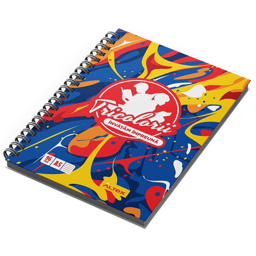 Caiet pentru scoala ECHIPA NATIONALA DE FOTBAL A ROMANIEI, matematica, A5, 96 file, legatura spirala, multicolor