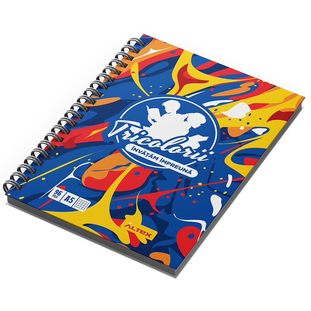 Caiet pentru scoala ECHIPA NATIONALA DE FOTBAL A ROMANIEI, matematica, A5, 96 file, legatura spirala, multicolor