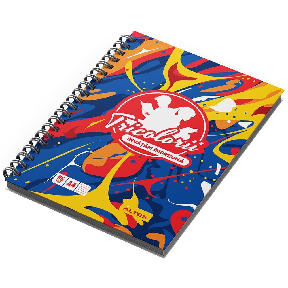 Caiet pentru scoala ECHIPA NATIONALA DE FOTBAL A ROMANIEI, dictando, A4, 96 file, legatura spirala, multicolor