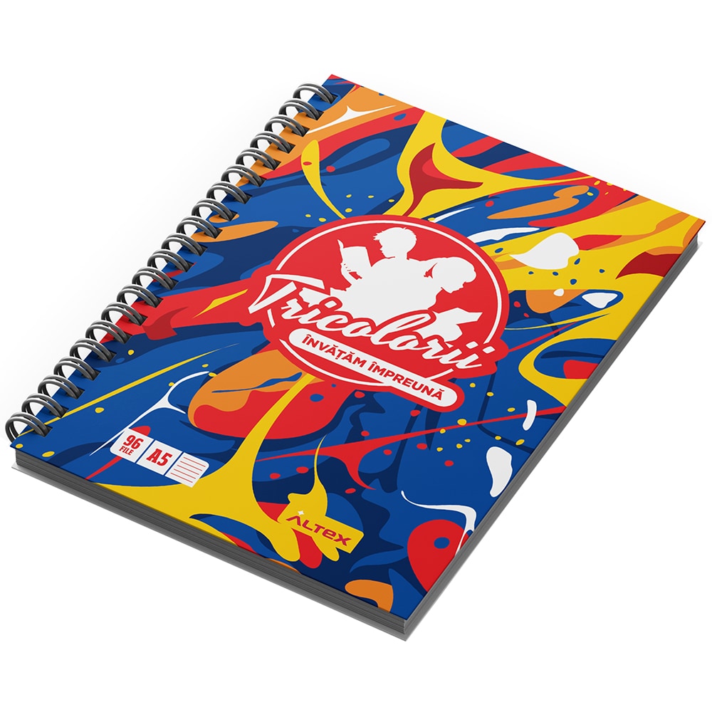 Caiet pentru scoala ECHIPA NATIONALA DE FOTBAL A ROMANIEI, dictando, A5, 96 file, legatura spirala, multicolor