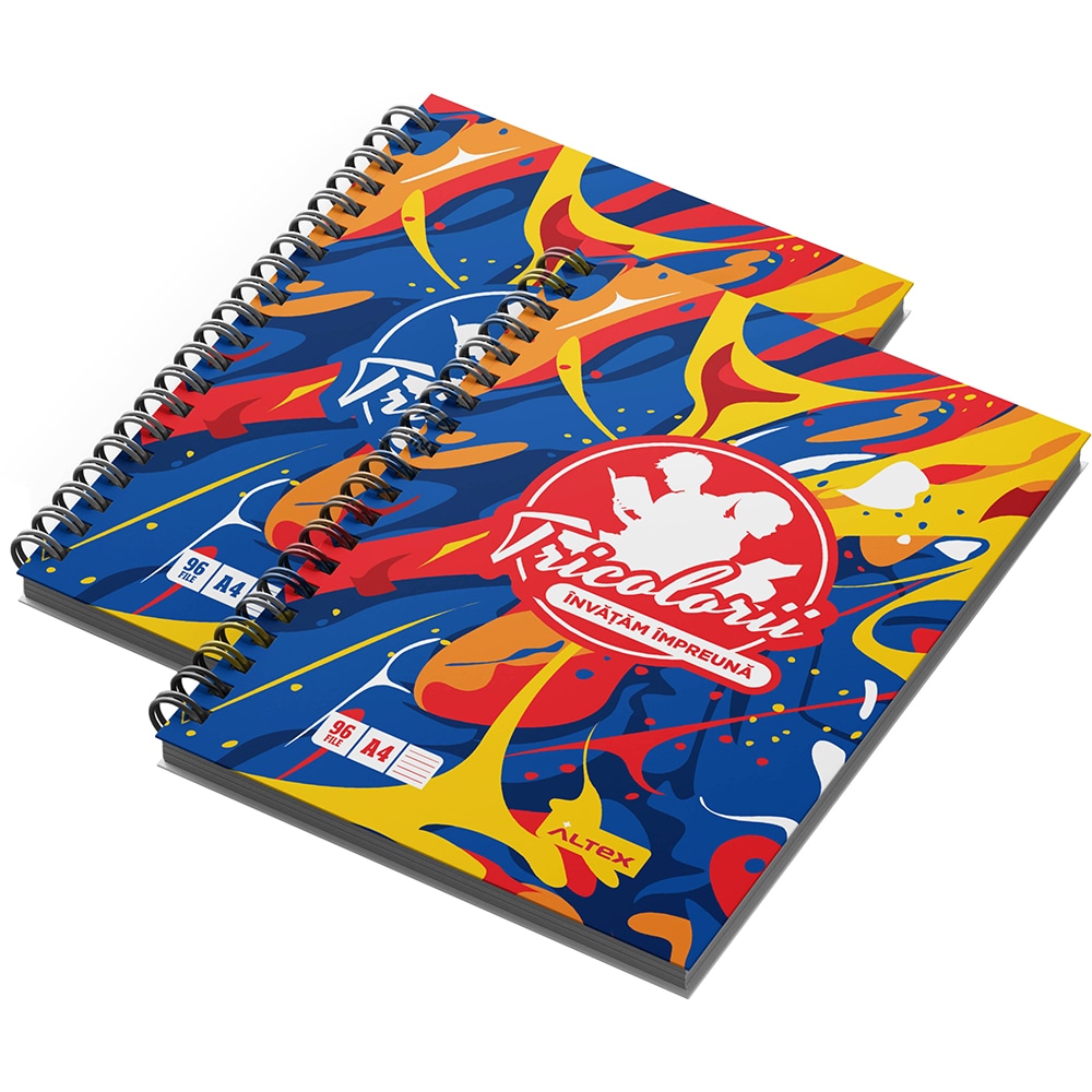 Pachet 2 Caiete A4 ECHIPA NATIONALA DE FOTBAL A ROMANIEI, dictando, 96 file, legatura spirala, multicolor