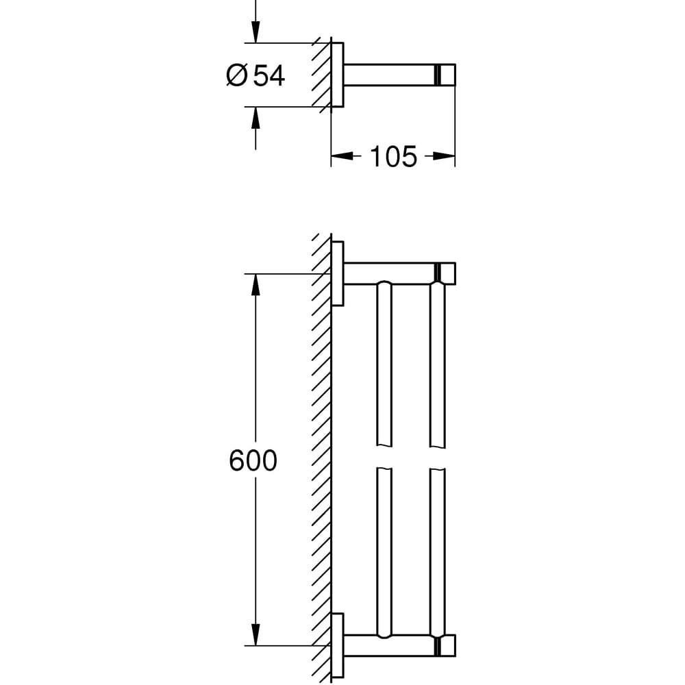 Suport prosop dublu GROHE Essentials 40802GN1, 60 cm, auriu