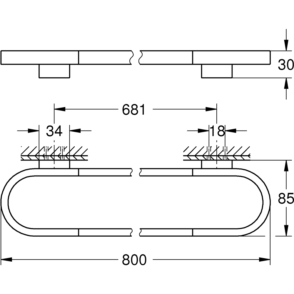 Suport prosop tip bara GROHE Selection 41058AL0, 80 cm, grafit