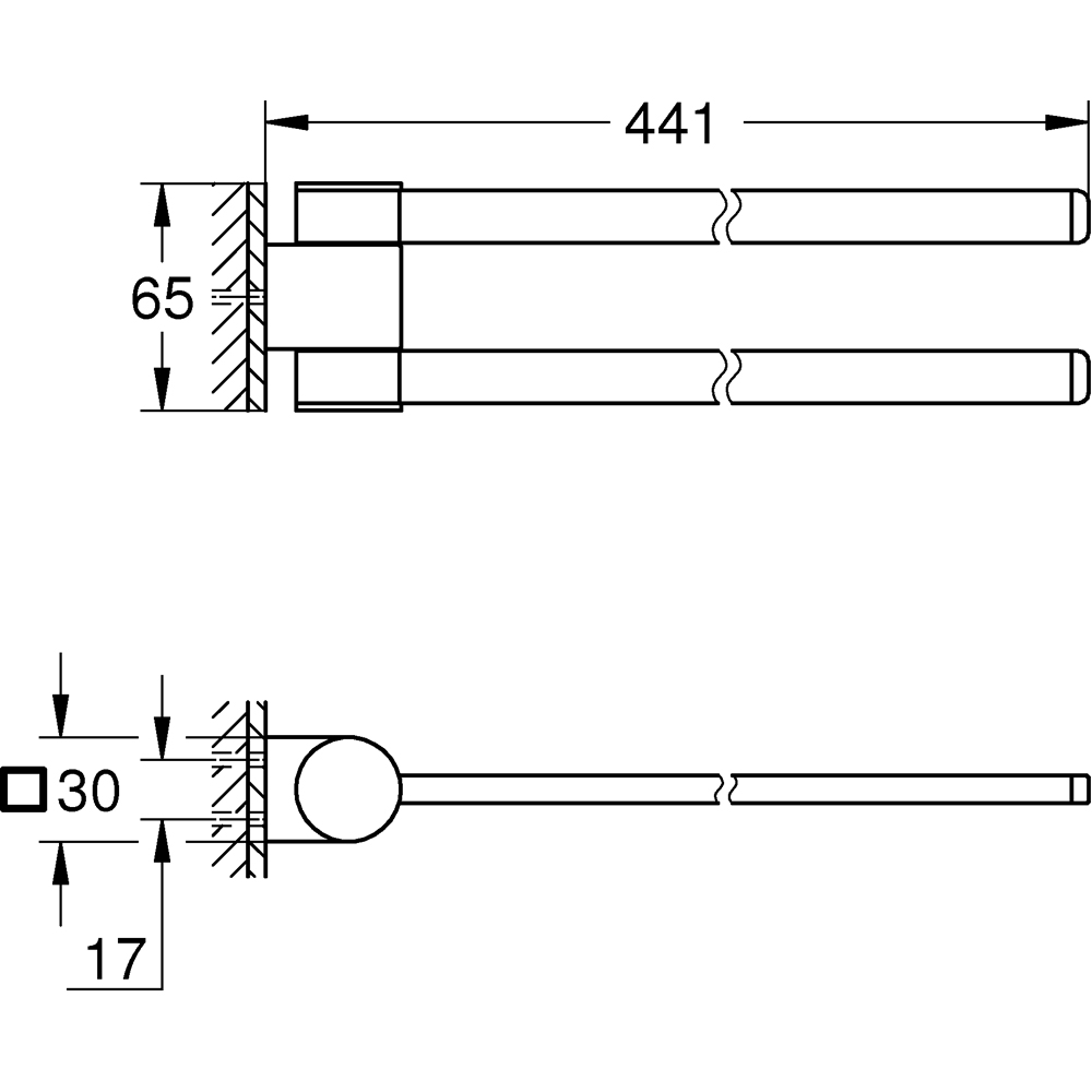 Suport prosop dublu GROHE Selection 41063A00, 40 cm, grafit