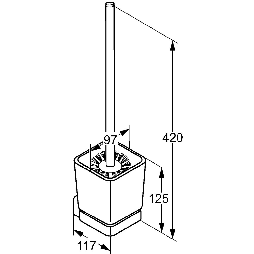 Set perie toaleta KLUDI E2 4997405, 42 cm, alb-crom