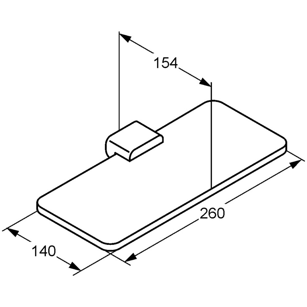 Etajera baie KLUDI E2 4998705, 26 x 14 cm, sticla, alb-crom