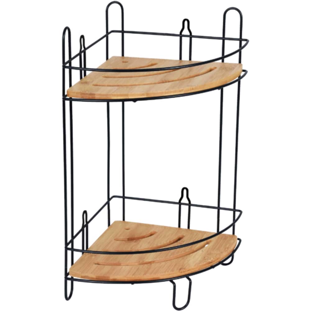 Raft de colt BISK Plain 08048, 2 polite, negru-maro