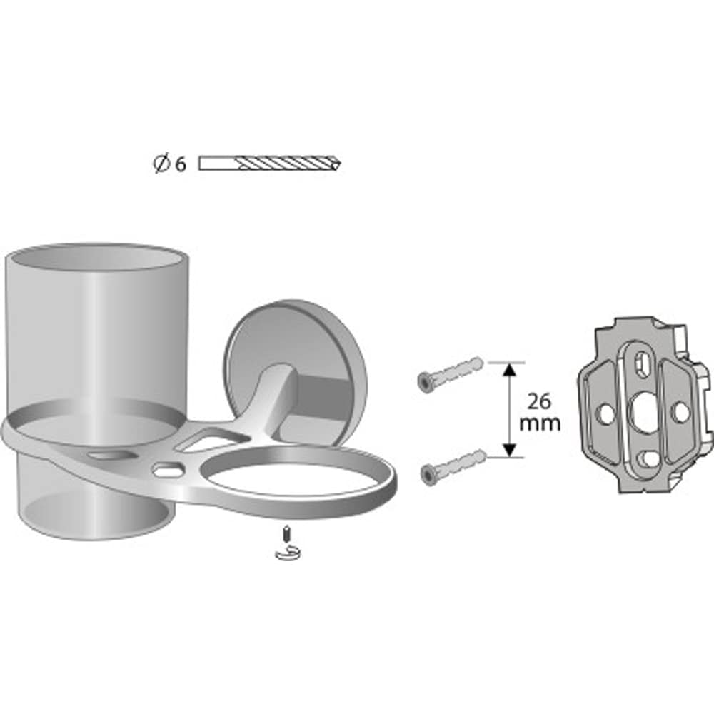 Pahar baie cu suport dublu BISK Virginia 72081, alb-argintiu