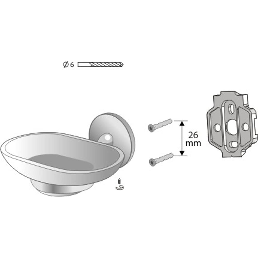 Savoniera BISK Virginia 72082, montare pe perete, alb-argintiu
