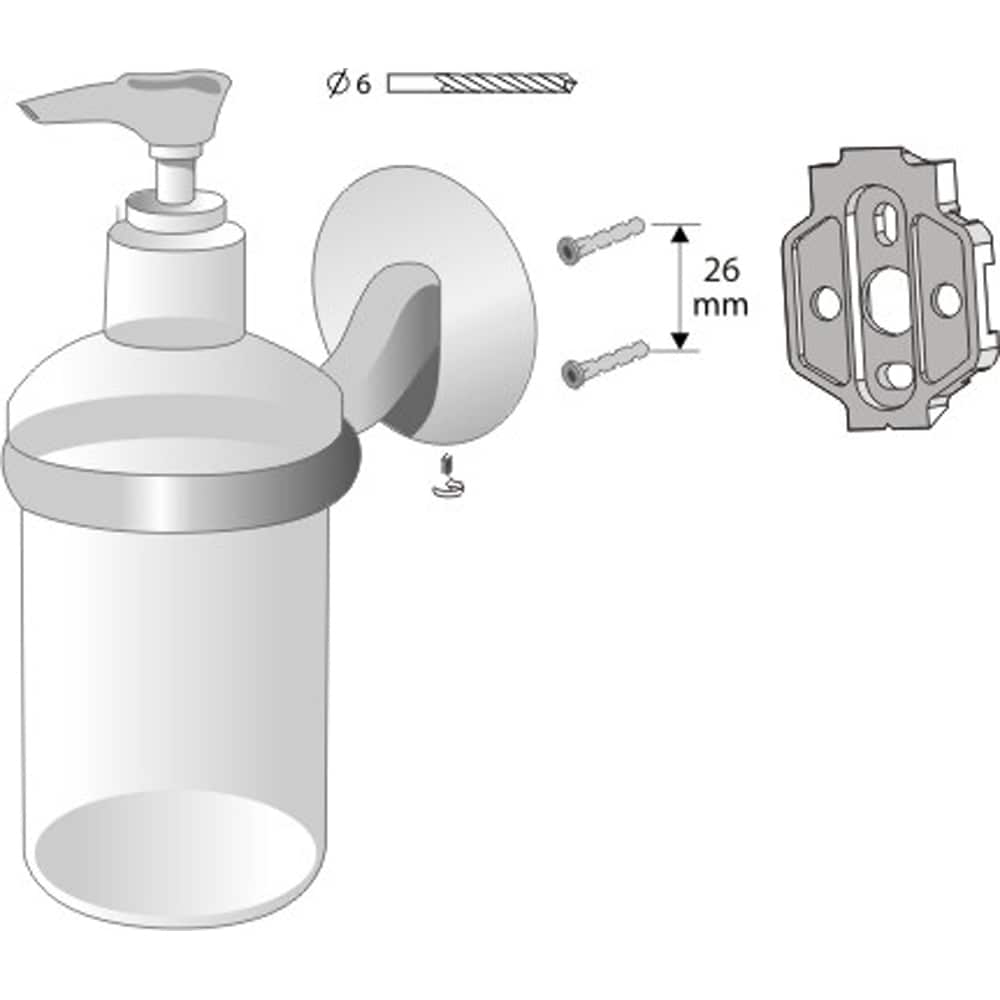 Dispenser sapun lichid BISK Virginia 72089, 300 ml, montare pe perete, alb-argintiu