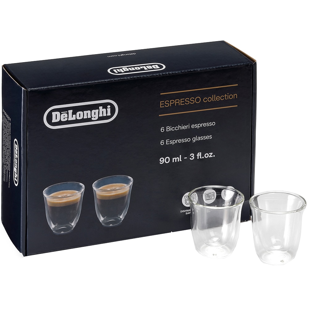 Set pahare espresso DELONGHI, 6 piese, 90 ml, sticla