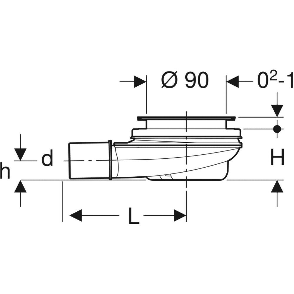Sifon cadita dus GEBERIT 150.583.21.1, D 90 mm, crom