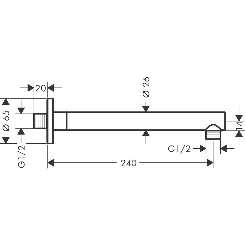 Brat dus HANSGROHE Vernis Blend 27809670, alama, 24 cm, negru