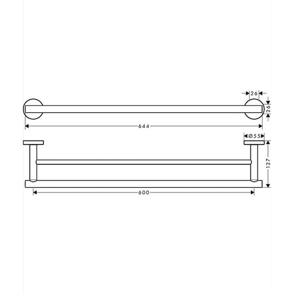 Suport prosop dublu HANSGROHE Logis 41712000, 64.4 cm, crom