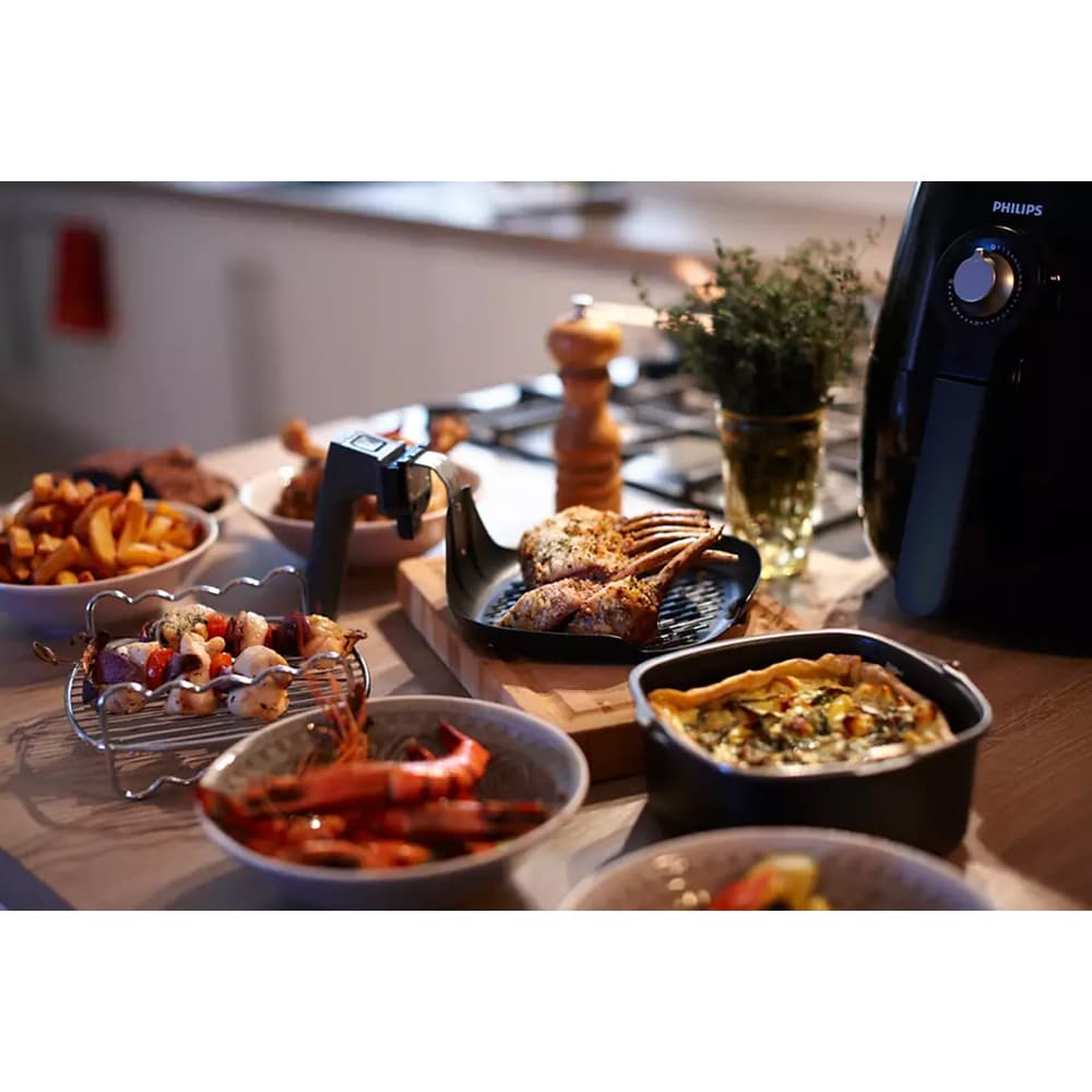 Set de accesorii friteuza PHILIPS Airfryer Compact HD9925/01, negru-rosu