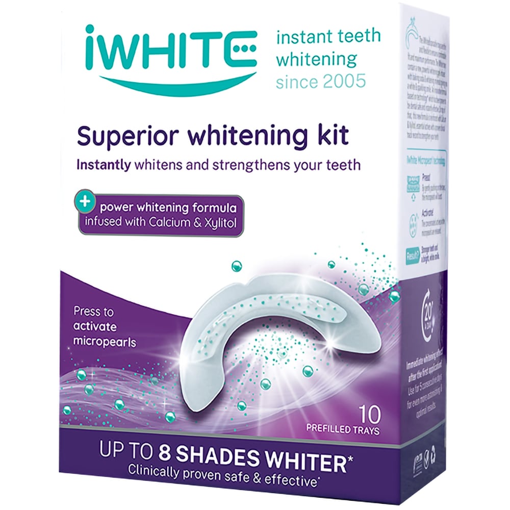 Kit pentru albirea si intarirea dintilor IWHITE Superior, 10 x 0.8 g