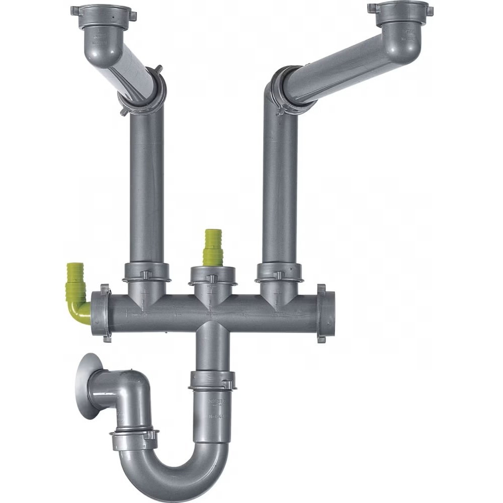 Sifon FRANKE Spazzio pentru chiuvete cu 2 cuve, 1 1/2", gri