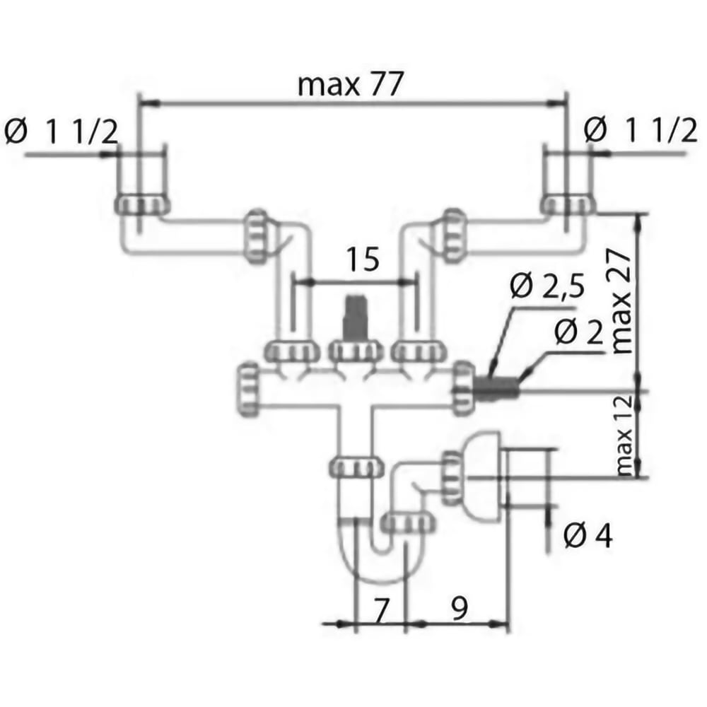 Sifon FRANKE Spazzio pentru chiuvete cu 2 cuve, 1 1/2", gri