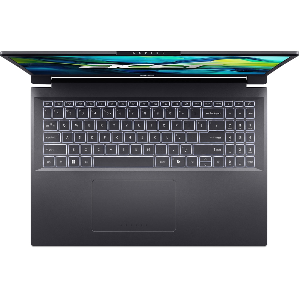 Laptop ACER Aspire 16 OLED A16-71M-76JN, Intel Core Ultra 7 155H pana la 4.8GHz, 16" WUXGA, 32GB, SSD 1TB, Intel Arc Graphics, Free DOS, Steel Gray