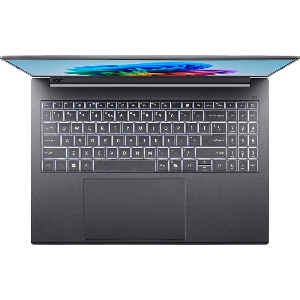 Laptop ACER Aspire 16 AI OLED A16-52M-954E, Intel Core Ultra 9 288V pana la 5.1GHz, 16" WUXGA, 32GB, SSD 2TB, Intel Arc Graphics 140V, Windows 11 Home, Steel Gray
