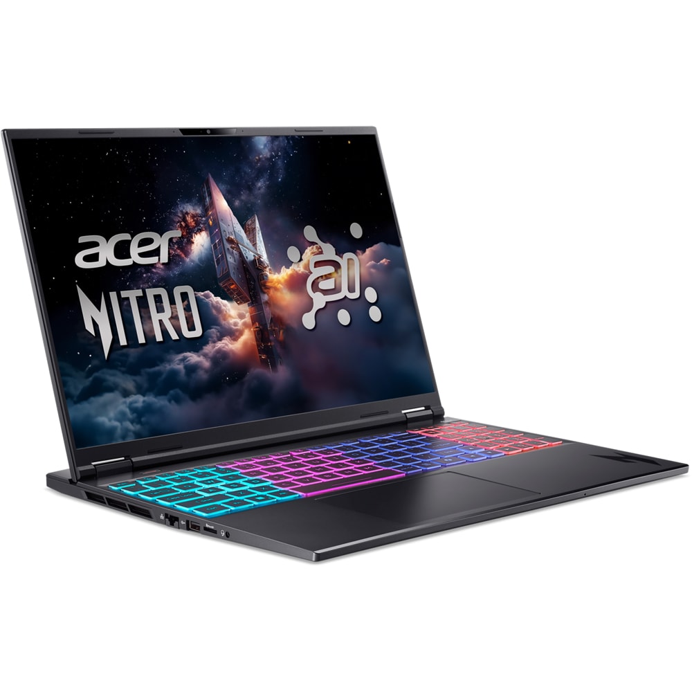 Laptop gaming ACER Nitro 16S AI AN16S-61-R44A, AMD Ryzen AI 7 350 pana la 5GHz, 16" WQXGA, 16GB, SSD 1TB, NVIDIA GeForce RTX 5070 8GB, Free Dos, Obsidian Black