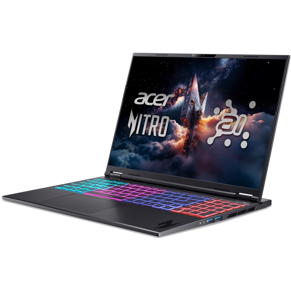 Laptop gaming ACER Nitro 16S AI AN16S-61-R44A, AMD Ryzen AI 7 350 pana la 5GHz, 16" WQXGA, 16GB, SSD 1TB, NVIDIA GeForce RTX 5070 8GB, Free Dos, Obsidian Black