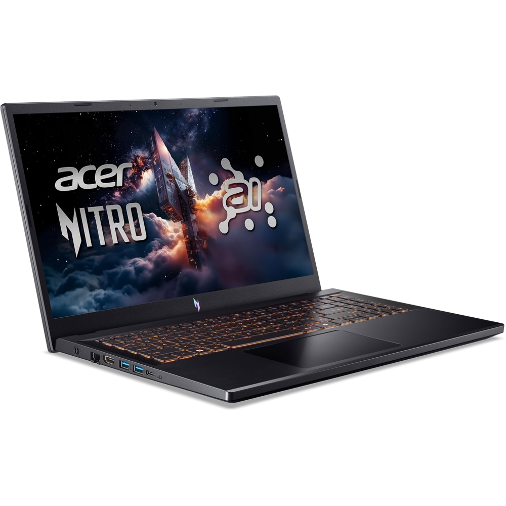 Laptop Gaming ACER Nitro V15 ANV15-42-R9KW, AMD Ryzen 7 7445HS pana la 4.7GHz, 15.6" FHD, 16GB, SSD 512GB, NVIDIA GeForce RTX 3050 6GB, Free Dos, Obsidian Black