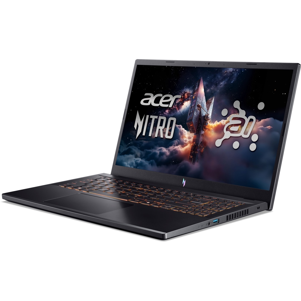 Laptop Gaming ACER Nitro V15 ANV15-42-R9KW, AMD Ryzen 7 7445HS pana la 4.7GHz, 15.6" FHD, 16GB, SSD 512GB, NVIDIA GeForce RTX 3050 6GB, Free Dos, Obsidian Black