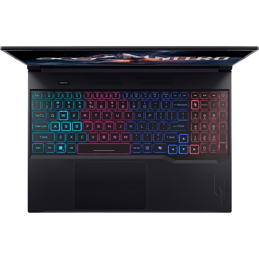 Laptop Gaming ACER Nitro V16S AI ANV16S-71-795F, Intel Core 7 240H pana la 5.2GHz, 16" WUXGA, 16GB, SSD 1TB, NVIDIA GeForce RTX 5060 8GB, Free DOS, Obsidian Black