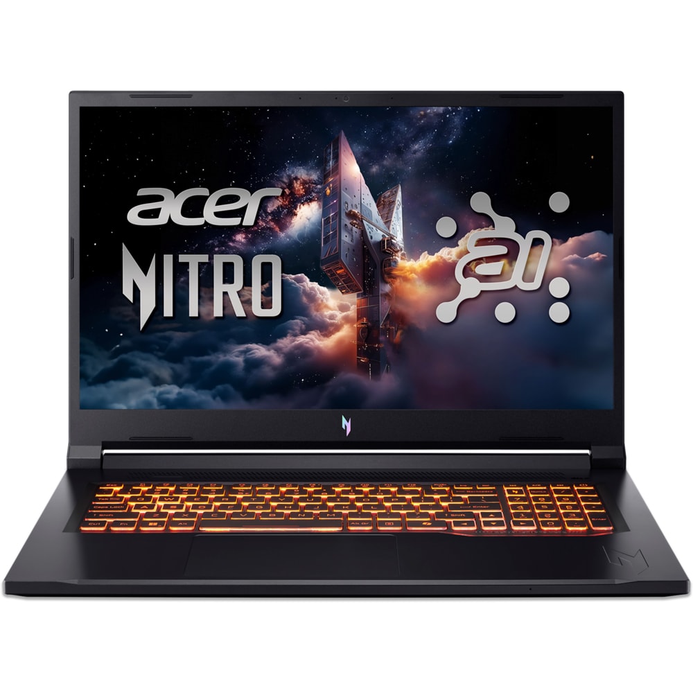Laptop Gaming ACER Nitro V17 AI ANV17-41-R0LF, AMD Ryzen 7 260 pana la 5.1GHz, 17.3" Full HD, 32GB, SSD 1TB, NVIDIA GeForce RTX 5060 8GB, Free DOS, Obsidian Black