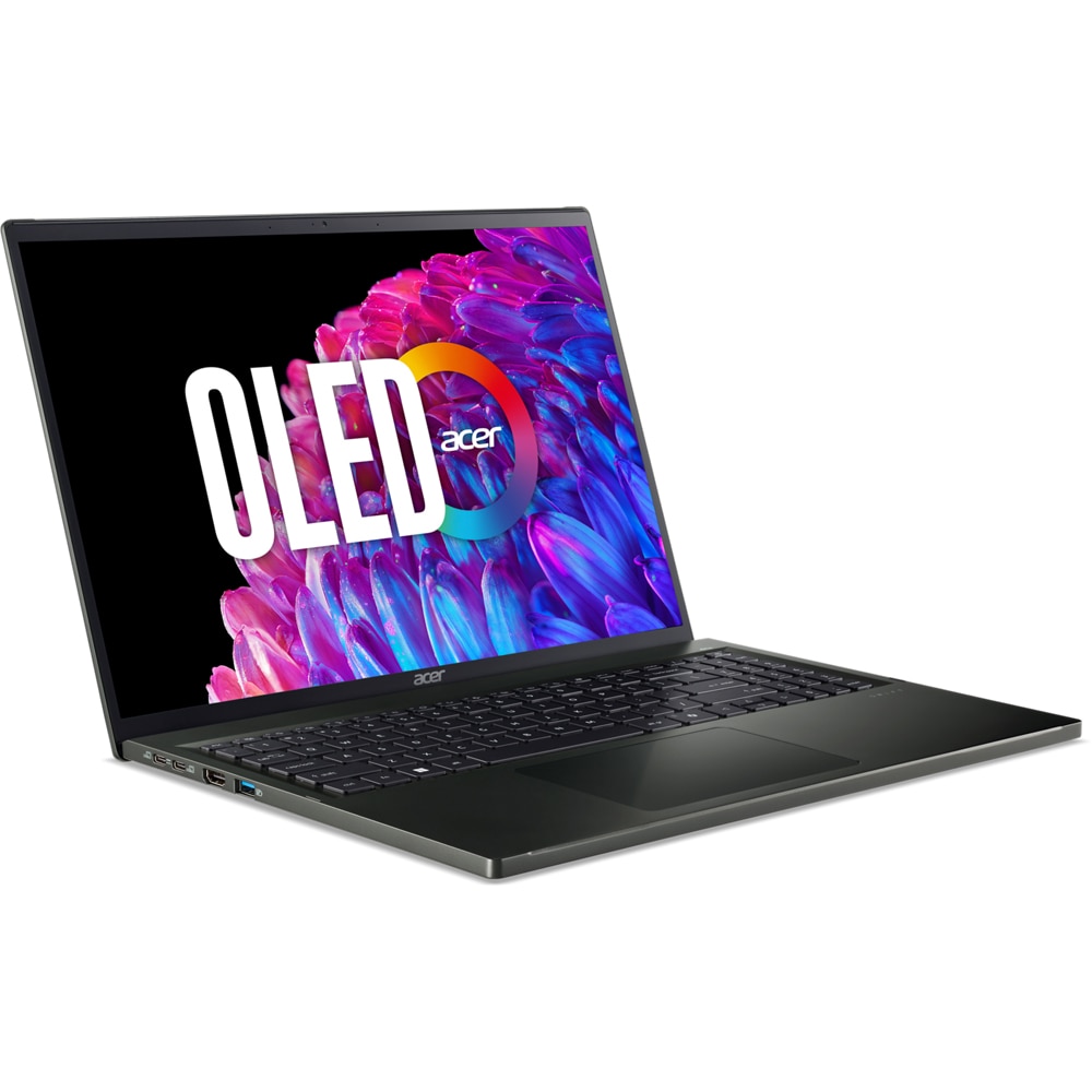 Laptop ACER Swift Edge 16 OLED SFE16-44-R9NE, AMD Ryzen 7 8840U pana la 5.1GHz, 16" 3.2K, 16GB, SSD 1TB, AMD Radeon Graphics 780M, Windows 11 Home, Olivine Black