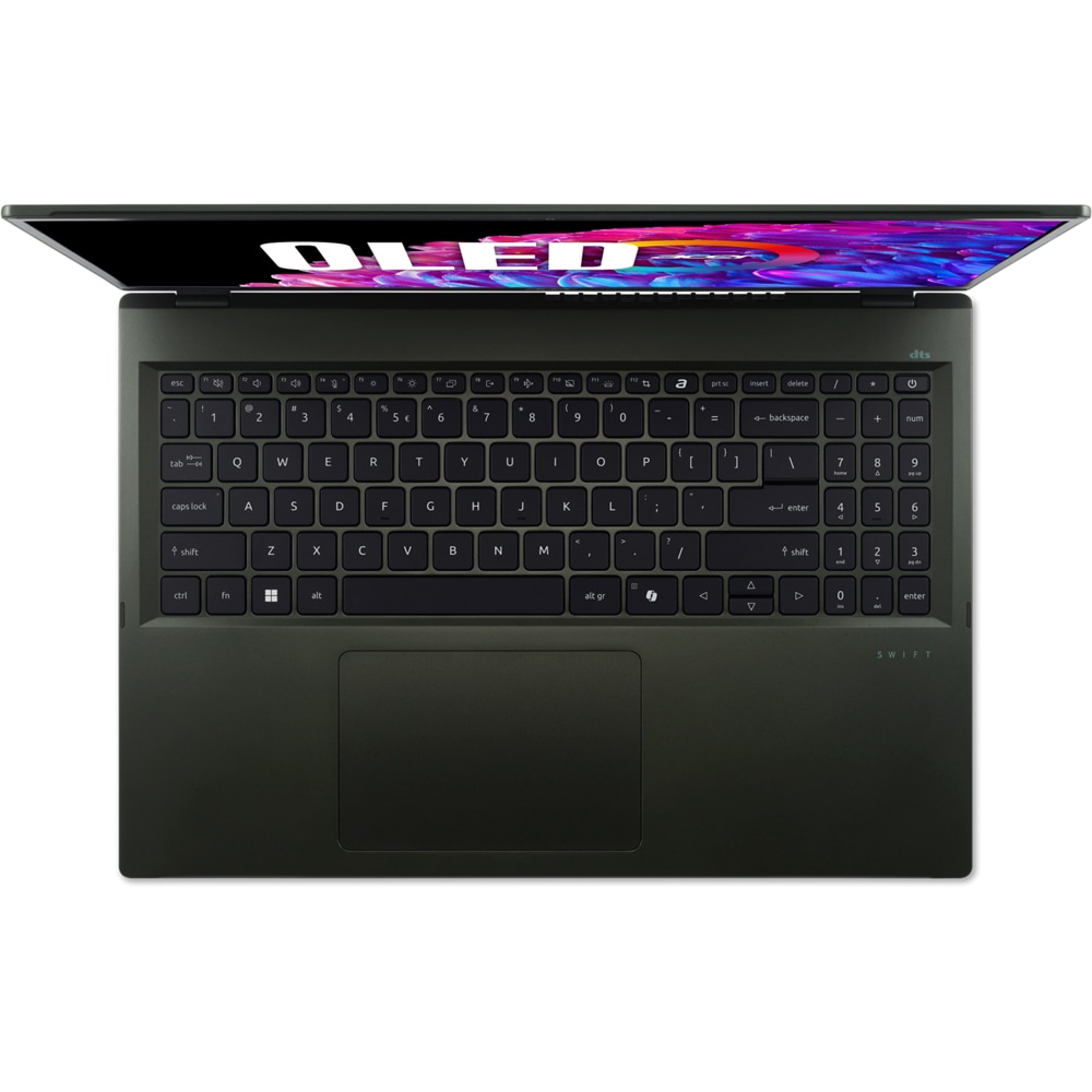 Laptop ACER Swift Edge 16 OLED SFE16-44-R9NE, AMD Ryzen 7 8840U pana la 5.1GHz, 16" 3.2K, 16GB, SSD 1TB, AMD Radeon Graphics 780M, Windows 11 Home, Olivine Black