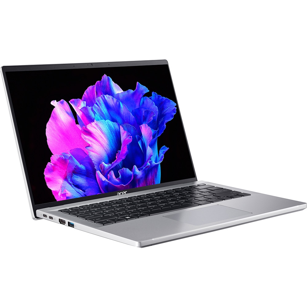 Laptop ACER Swift Go 14 SFG14-42-R90G, AMD Ryzen 5 7640U pana la 4.9GHz, 14" 2.2K, 16GB, SSD 512GB, AMD Radeon Graphics, Free DOS, argintiu