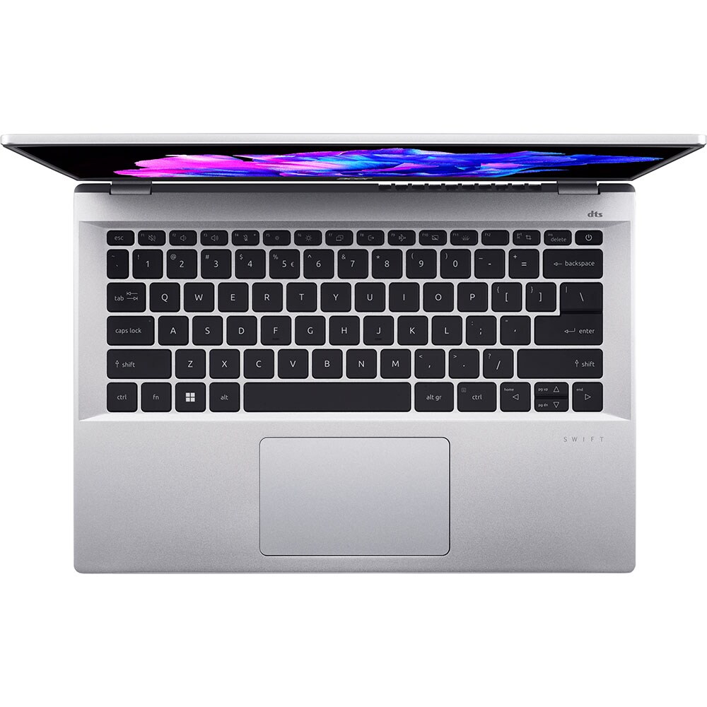 Laptop ACER Swift Go 14 OLED SFG14-71-72U8, Intel Core i7-13700H pana la 5GHz, 14" 2.8K, 16GB, SSD 1TB, Intel Iris Xe, Windows 11 Home, argintiu