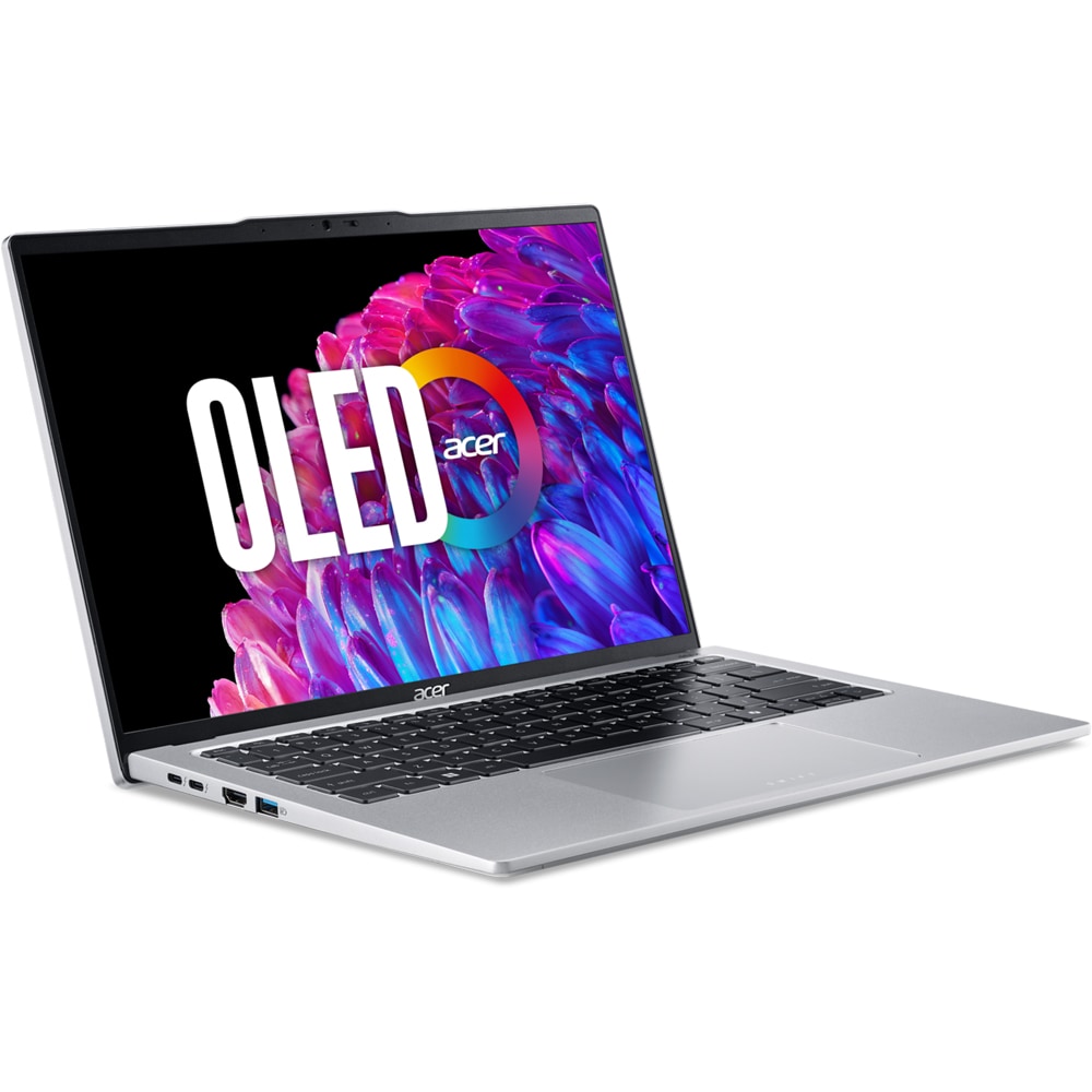 Laptop ACER Swift Go 14 OLED SFG14-73-50XX, Intel Core Ultra 5 125H pana la 4.5GHz, 14" 2.8K, 16GB, SSD 512GB, Intel Arc graphics, Free DOS, argintiu