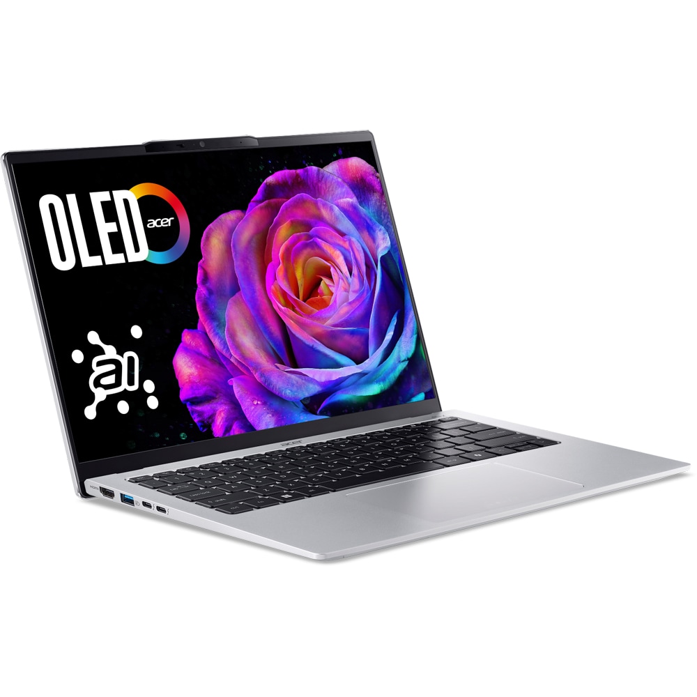 Laptop ACER Swift Go 14 OLED SFG14-74-701S, Intel Core Ultra 7 255H pana la 5.1GHz, 14" WUXGA, 16GB, SSD 1TB, Intel Arc 140T GPU, Windows 11 Home, Pure Silver