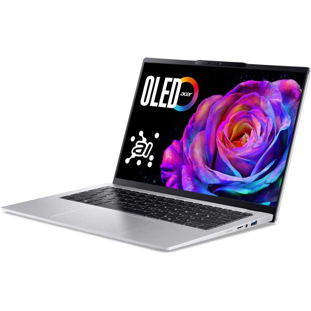 Laptop ACER Swift Go 14 OLED SFG14-74-701S, Intel Core Ultra 7 255H pana la 5.1GHz, 14" WUXGA, 16GB, SSD 1TB, Intel Arc 140T GPU, Windows 11 Home, Pure Silver